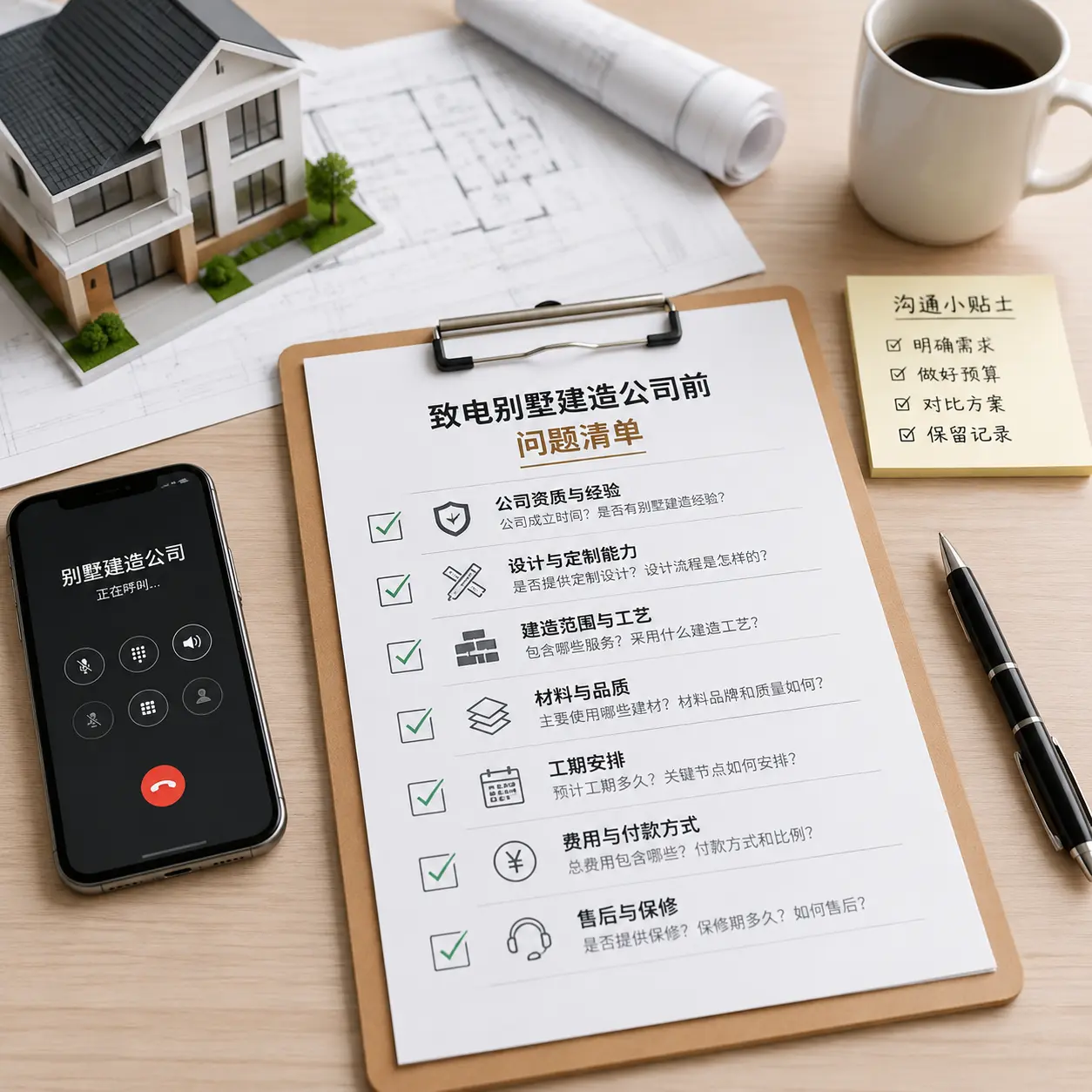 在岑巩拨打别墅建造公司电话前的准备工作